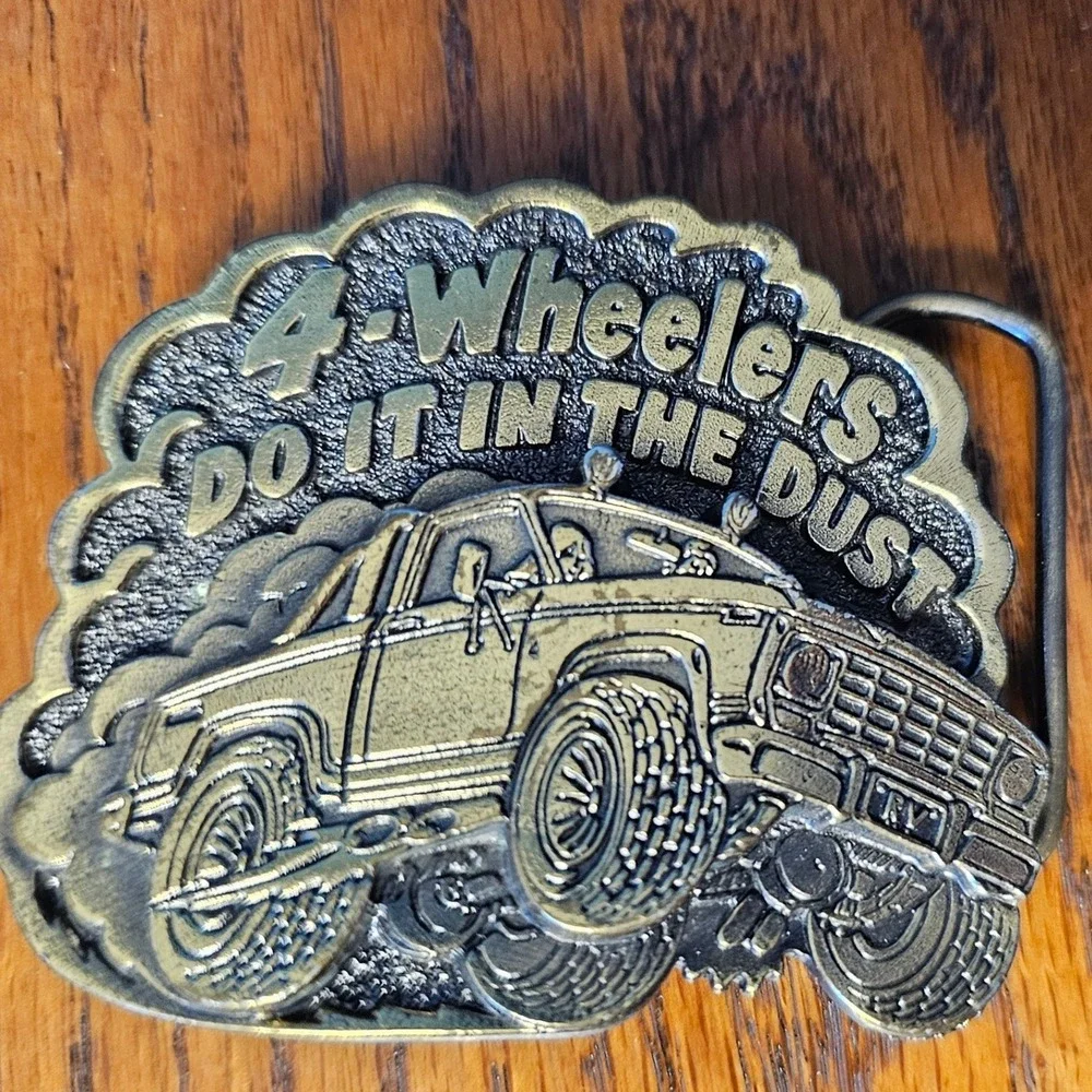 Great American Buckle Co 1980 4-Wheelers Do It In The Dust Brass Belt Buckle 404